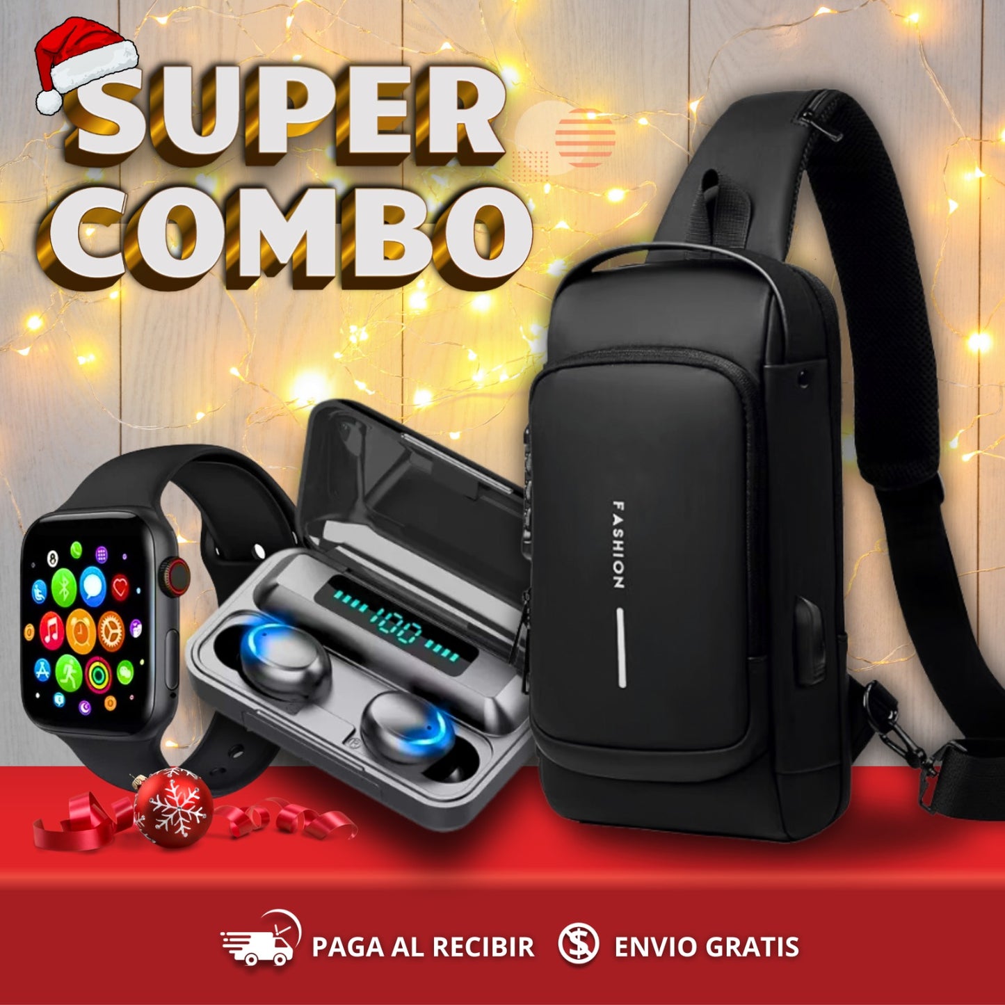 COMBO 3 EN 1 MALETIN SMARTWATCH AIRPODS F9