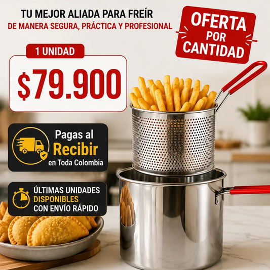 OLLA FREIDORA MASTER CHEF EN ACERO INOXIDABLE