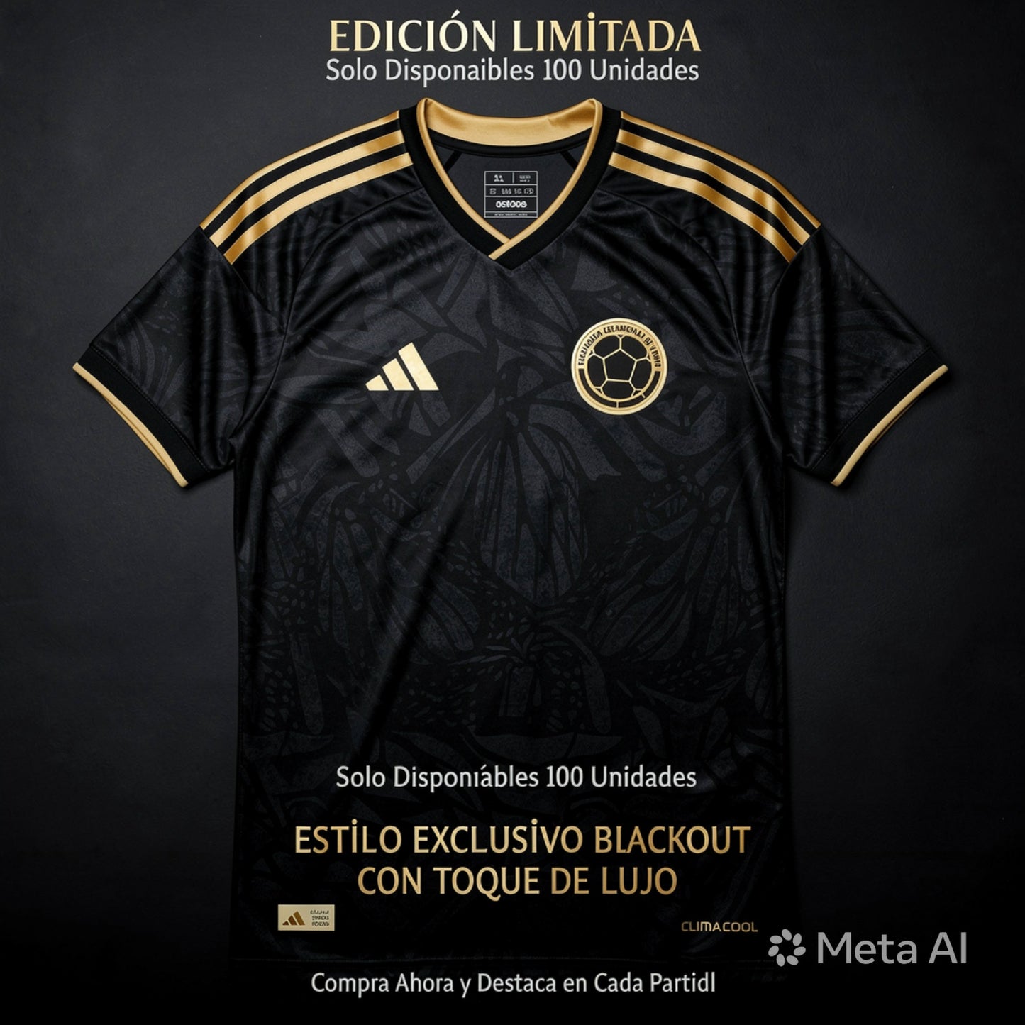 CAMISETA DE COLOMBIA BLACK & GOLD EDICION ESPECIAL