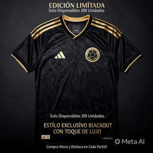 CAMISETA DE COLOMBIA BLACK & GOLD EDICION ESPECIAL